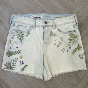 Anthropologie Pilcro and the Letterpress Jean Shorts with Floral Design Size 26